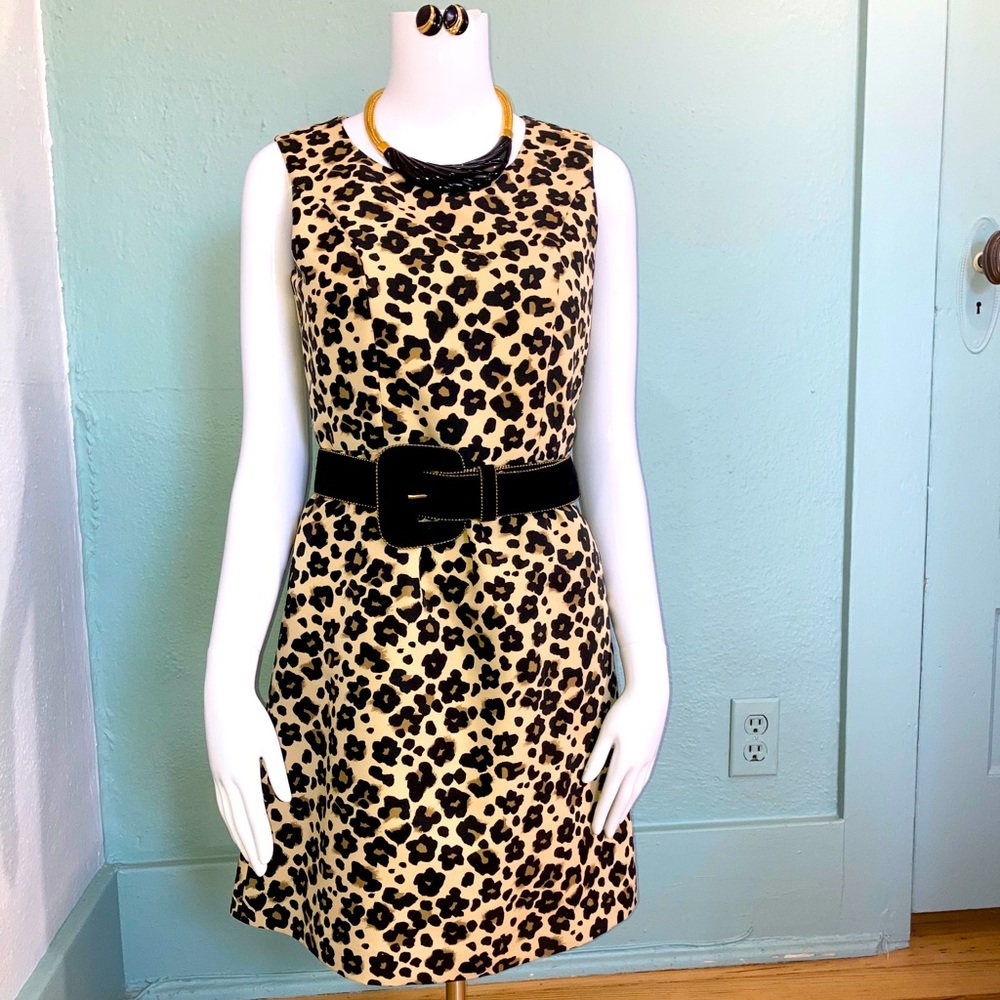 Animal Print Belted Dress w/ Necklace 2